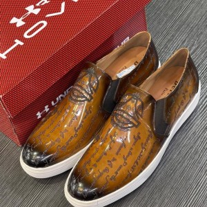 premium brown slip‑on sneakers