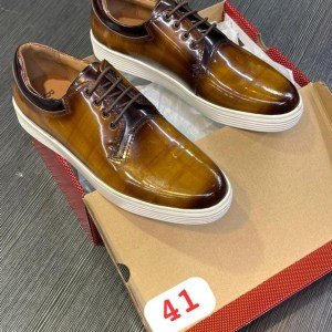 premium brown leather sneakers